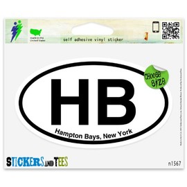 HB Hampton Bays New York Oval Vinyl Car Bumper Window Sticker 3" x 2"