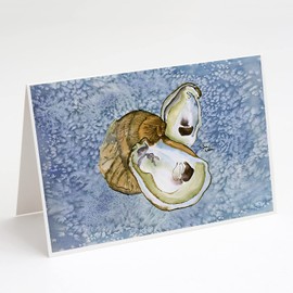 Caroline's Treasures Oyster Cool Blue Water Greeting Cards and Envelopes Pack of 8
