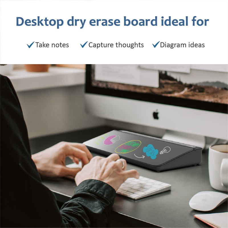 Audio-Visual Direct - Glass Desktop Computer Keyboard Whiteboard Notepad Set,