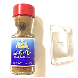 Oriental Mascot Five Spice Powder (1.1 oz) and one soy sauce dish