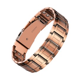 Feraco Copper Bracelet for Men, 3X Ultra Strength Magnetic Bracelets, 99.99% Pure Copper with 3800 Gauss Neodymium Magnets & Folding Clasp, Adjustable with Gift Box