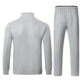 Huayuzh Men's 2-Piece Tracksuit Set, Sports Suit, Zip Pocket, Jogging, Fitness, Gym, Leisure Suit, lightgrey