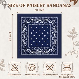 36 Pcs Paisley Cowboy Bandanas Bulk Multi Purpose Polyester Headband Scarf Kerchiefs for Men Women Pet Party Costume