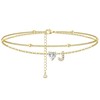 TCXOO Anklets Bracelets for Women 14k Gold Plated Waterproof CZ