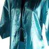 Womens Short Kimono Solid Satin Lounge Robe, Medium, Turquoise Blue