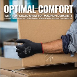 BWOLF Penguin Men's Work Gloves, Women's Gloves, Non-Slip Assembly Gloves, Seamless for Repairs, Fine Work, Automotive Industry, Car Service (7 (12 Pairs), Black)