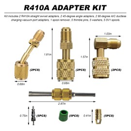 DXNQ 22 PCS R410A Adapter Kit, Brass Mini Split Mini Split Line Adapter Connectors Kit with 5/16" Female to 1/4" Male, R410A Charging Vacuum Port Adapter Kit for Mini Split System
