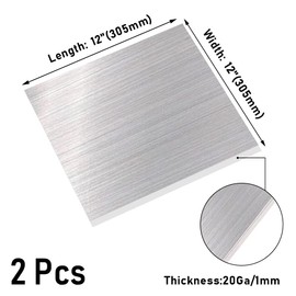 Tynulox 304 Stainless Steel Sheet, 20 Gauge 0.04" Thickness x 12" Width x12" Length, 304 Stainless Steel Metal Strip Plate (Brushed Finish) for Industry, Machinery, DIY Engineer, Decoration, 2 Pcs
