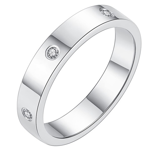 Gleamart Silver Stainless Steel Love Friendship Ring Cubic Zirconia Promise