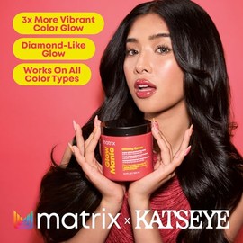 Matrix Glow Mania Glazing Queen Super Brillo Mascarilla 500ml | Para proteger el color del cabello | Para Brillo y Resplandor | Ácido Glicólico y Acei