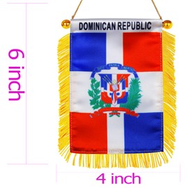 Dominica Hanging Flag with Suction Cup 4x6 Inch - Double Sided Dominican Mini Banner for Car Rearview Mirror and Window Decor
