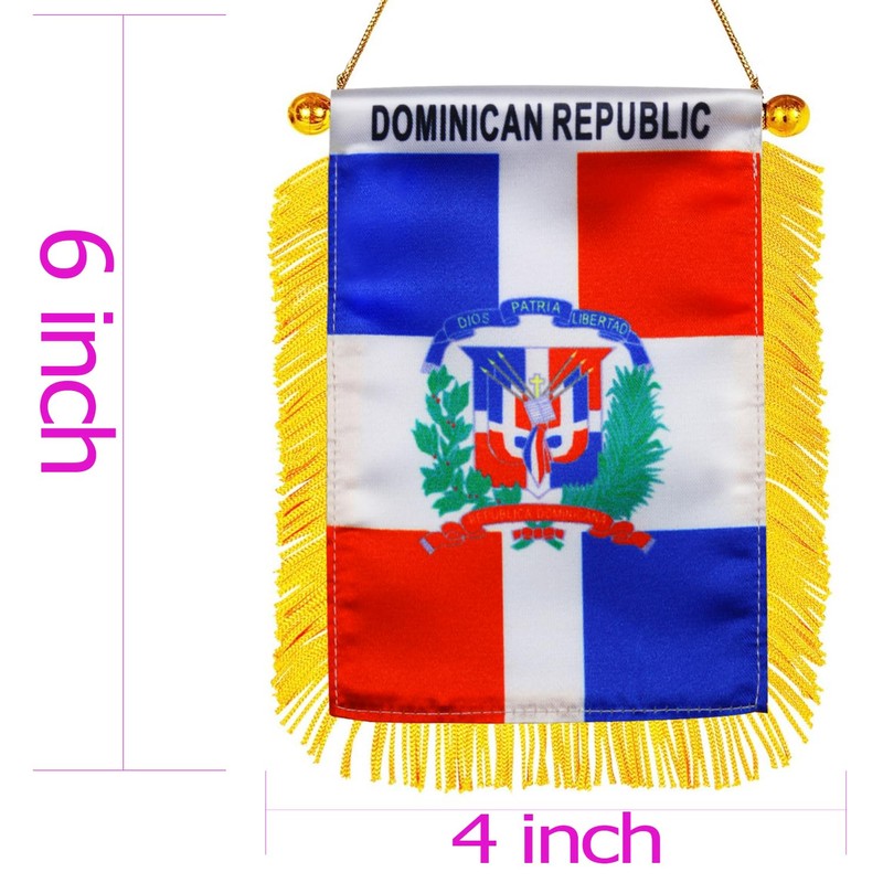 Dominica Hanging Flag with Suction Cup 4x6 Inch - Double