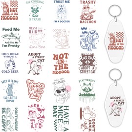 Azhieni UV DTF Motel Keychain Decals, 80PCS Funny Animal UV DTF Stickers for Motel Keychain, Humorous UV DTF Keychain Transfers Stickers Waterproof UV DTF Decals for Hotel Keychain