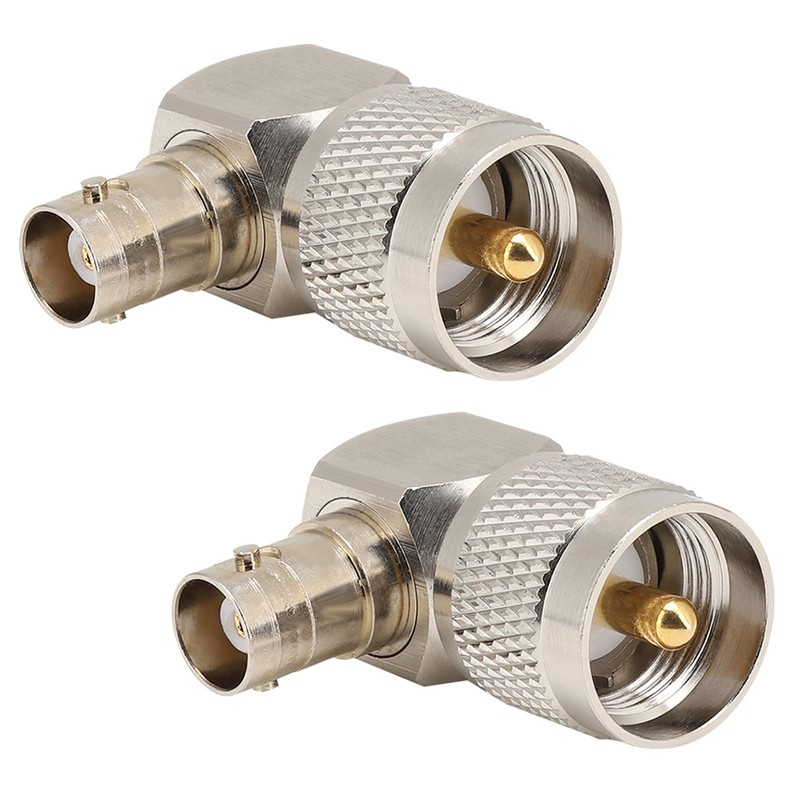 2PCS UHF Male PL-259 to BNC Female Adapter 90 Degree