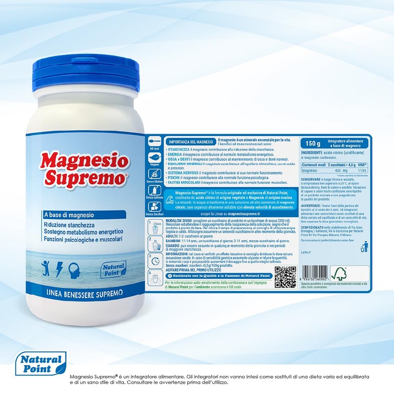 Magnesio Supremo Integratore Alimentare Elevato Assorbimento 350 g, 2x175 g