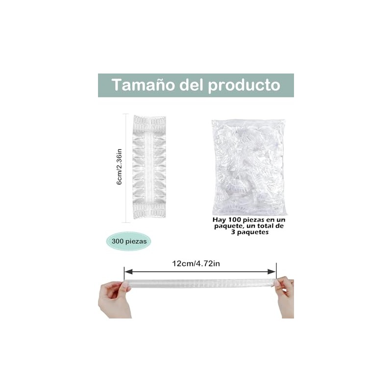 300 Piezas Cofias Desechable, Duradero, Impermeable y Cómodo De Usar,