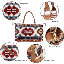 Cow Print Weekender Bag Atzec Print Duffle Bag with Shouler Strap Cow Print Overnight Bags for Women Western Weekender Bag for Hospital Maternity