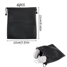 4 Pcs Convenient Headphone Storage Bag with Drawstring Set, Waterproof Headphone Carrying Bag for Travel and Protection, Earphone Bag for On-the-Go Use, Headphone Bag Used to Store Headphones