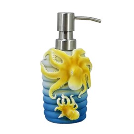 YHHRESINKING Resin Octopus Mother and Baby Soap Dispenser, Beach Bathroom Accessory,Ocean Theme Octopus Family Bathroom Decor,Coastal Decor (OCEAN BLUE)
