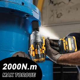 AUTOJARE Cordless Impact Wrench 3/4 inch Brushless High Torque 1475 Ft-lbs (2000 N.m) Heavy-duty Impact Wrench with 2pcs 6.0A Battery, Carrying Case, Fast Charger and 3pcs Sockets (Yellow)