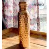 Mnshaa Pure Copper Hammered Water Bottle, Handmade Drinking Vessel Flask,
