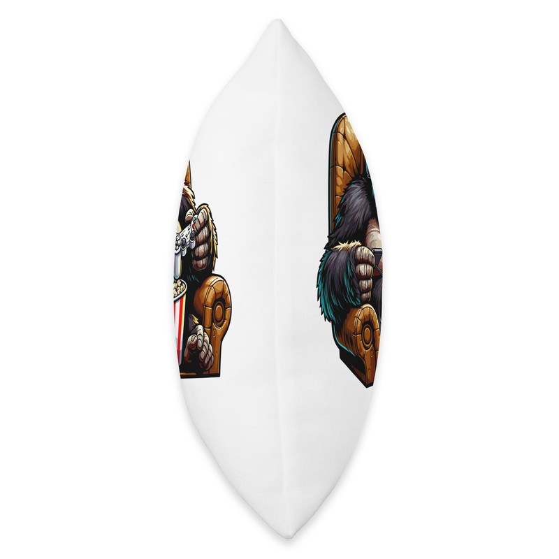 Gamer Gorilla Popcorn Gaming Chair Headphones Games Player Throw Pillow