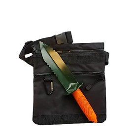 Calces365 13" Serrated Metal Detecting Edge Digger with Metal Detecting Water Proof Mesh Waist Pouch, Long 52 Inche Belt