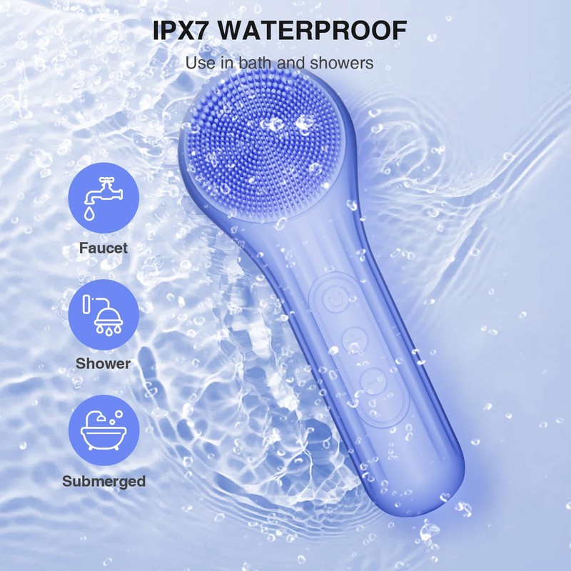 Silicone Face Scrubber, Waterproof Electric Facial Cleansing Brush for Men
