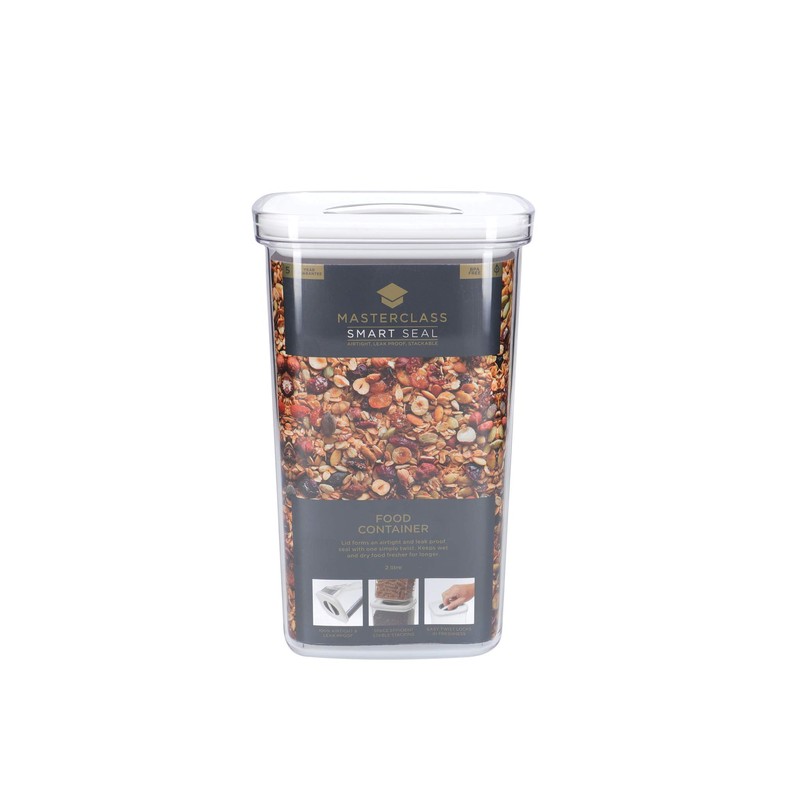 MasterClass MCSTORREC20 Smart Seal Airtight Food Storage Container, Plastic, Transparent,