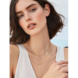 Silvora Rose Gold Chain Necklace, 2MM Rolo Cable Necklace Stainless Steel Necklace for Women