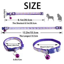 Yitexin 5 PCS Adjustable Cat Collars, Moons and Stars Kitten Collar, Pet Collar with Removable Bell, Perfect for Small Breeds, 5 Colors