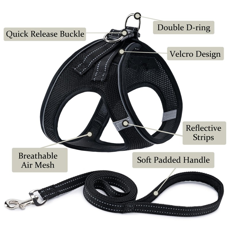 BOOMIBOO Dog Harness with Leash Set, No Pull Adjustable Reflective