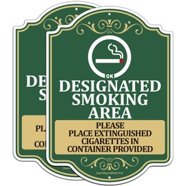 2 PC Designated Smoking Area Signs, 14"x10" Smoking Area Sign, Smoking Sign