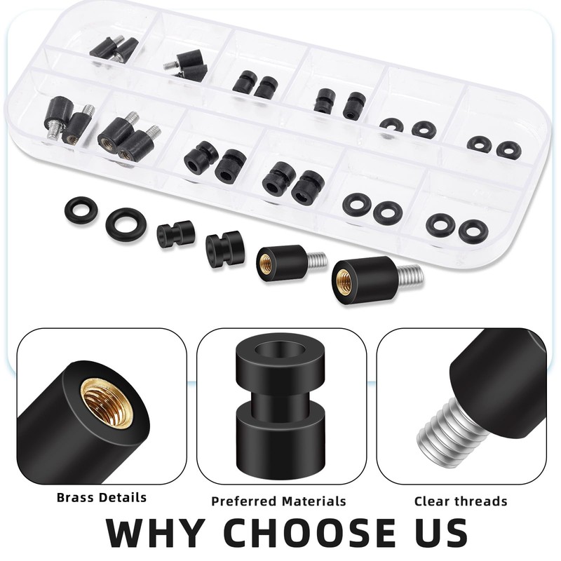Glarks 24pcs Anti-Vibration Standoffs and Rubber Damper Balls Set Includes