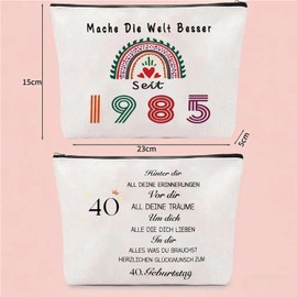 Geschenk 40 Geburtstag Frauen Geschenke für Frauen Geburtstag, Socken Geschenkbeutel und Kosmetiktasche und Schlüsselanhänger, Geburtstagsgeschenk für Frau Freundin Mama Ehefrau Schwester Kollegin