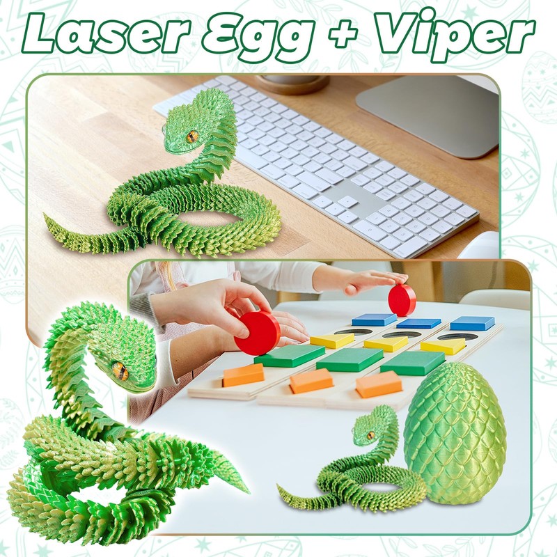 XehCaol 3D Printed Snake Movable Snake Fidget Toy 3D Snake
