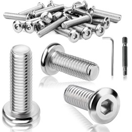 TXXATX Pack of 25 M8 Flat Head Screws M8 x 20 mm Stainless Steel Rounded Head Screws Full Thread Hexagon Socket with Wrench Screwdriver Bit Machine Screws for Maintenance Assembly