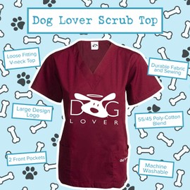 Dog is Good Scrub Top Dog Lover - Great Gift for Dog Lovers, Made with High Premium Materials, for Men and Women Wine