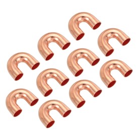 PATIKIL 3/8" OD 20x27mm Elbow Copper Pipe Fitting, 10Pcs 180 Degree Bend Welding Sweat Solder Connection for HVAC Air Conditioner Plumbing