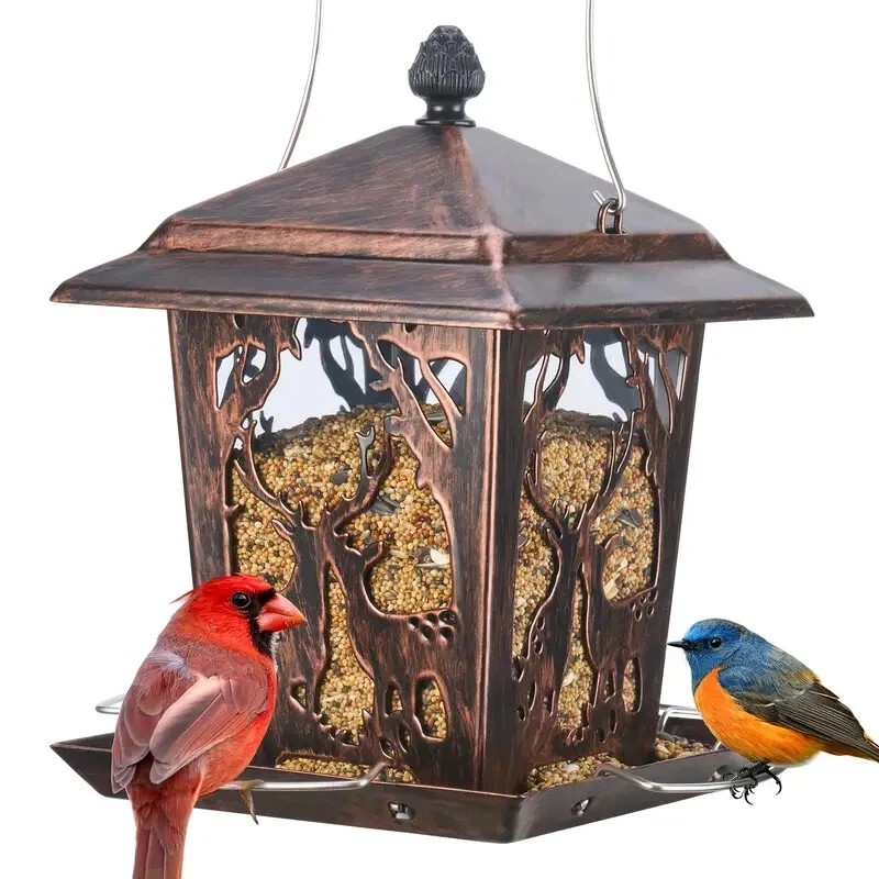 Bird Metal Deer Design Wild Bird Hopper Feeder With 4