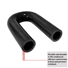 Haturmyko 180 Degree U Bend Shape Silicone Coupler Hose 1" ID (25mm) 4-Ply Reinforced Universal Silicone Elbow Pipe for Intake Hose Radiator Turbo Coupling Black