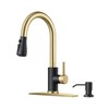 FORIOUS Kitchen Faucets with Soap Dispenser and Pull Down Sprayer,