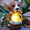 Solar Powered LED Light Dog Statue Decoration Solar Powered Puppy