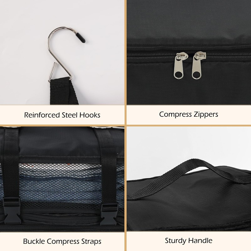 Surblue Hanging Shelves Travel Storage Bag Compression Packing Cube for