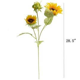 Htmeing Artificial Sunflowers Silk Flowers Fake Branches Decorative Plants Stems for Home Office Shop Decor (2pcs)