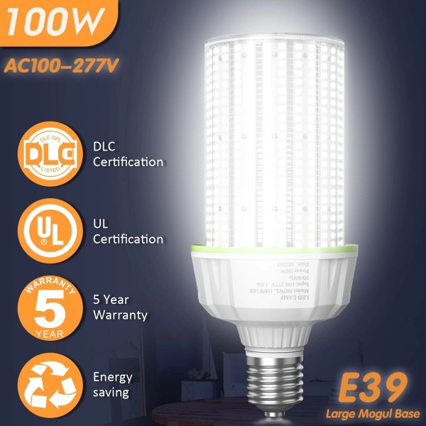 NUOGUAN 100W LED Corn Light Bulb, 450W HPS Replacement E39
