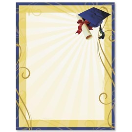 PaperDirect Glowing Achievement Graduation Stationery, Letters, Cards, Invites, Border Papers, Letterhead 8.5 x 11, 25 sheets, Elegant Premium Writing Paper, Decorative Printer Paper