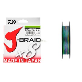 Daiwa J-Braid 8 Braid Geflochtene Angelschnur, Mehrfarbig, 300 m, Dm: 0,16 mm
