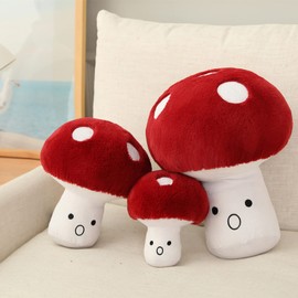 Hynbasea 3D Creative Plush Pillows Mushroom Cute Surprised Mushrooms Throw Pillow (Large (15.7"))