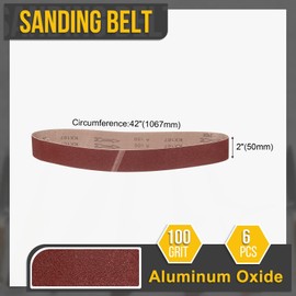 CoCud 2 x 42 Inch Sanding Belt, 6 Pcs 100 Grit Knife Sharpener Belts Work Sharpening for Belt Sander Knife Carving Tool Metal Working